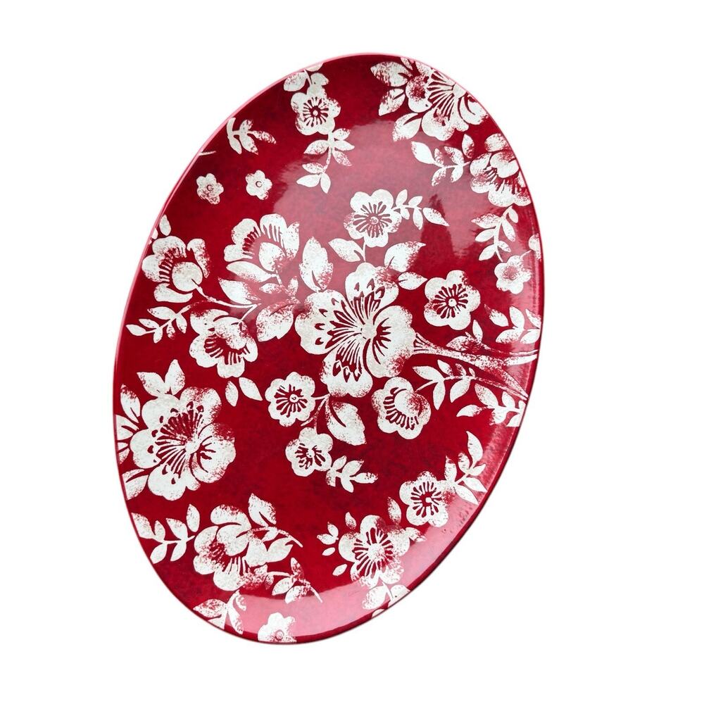 American Atelier Modern Country Pattern Oval Platter Hibiscus‎ Discontinued